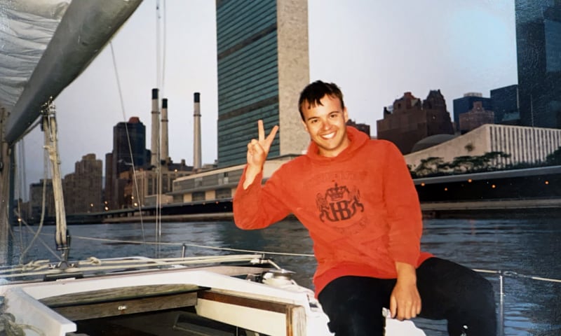 Sailing past the UN Building, 1995