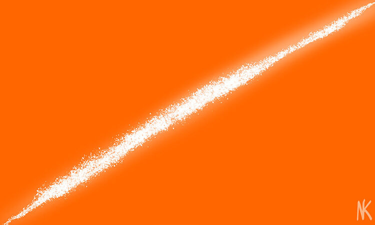 The thin slice - white light slicing through an orange background.